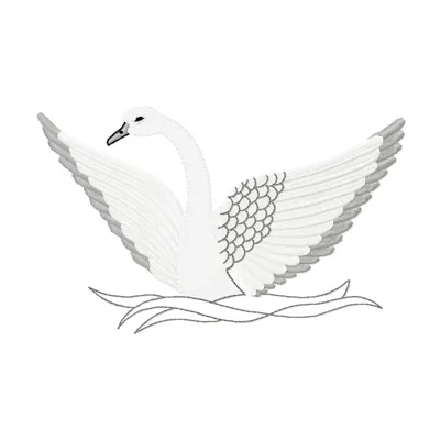 Swan embroidery design showcasing a graceful bird motif, perfect for embellishing t-shirts and tote bags.