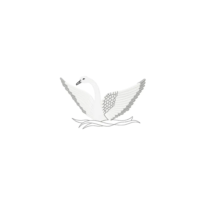 Swan embroidery design showcasing a graceful bird motif, perfect for embellishing t-shirts and tote bags.