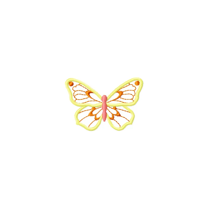 Butterfly Applique embroidery design featuring intricate stitching patterns for decorative projects.