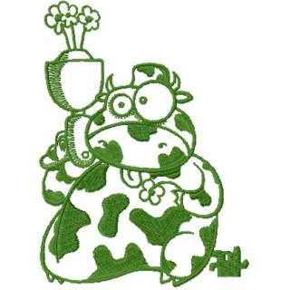 Manimals Cow millitary style embroidery design - Embroidery Design