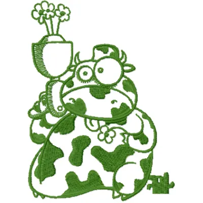 Preview of Manimals Cow military style embroidery design, featuring a whimsical cow motif ideal for creative projects.