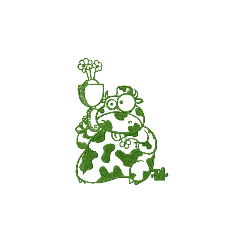 Preview of Manimals Cow military style embroidery design, featuring a whimsical cow motif ideal for creative projects.