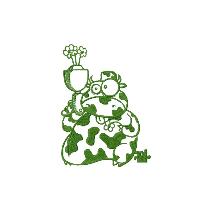 Manimals Cow millitary style embroidery design - Embroidery Design