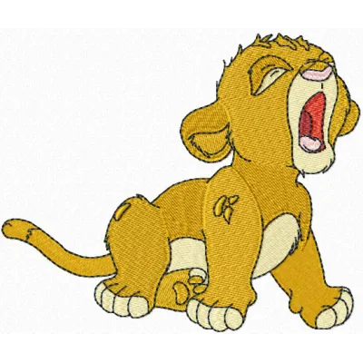 Simba can sleep embroidery design featuring a charming lion motif, perfect for baby onesies and blankets.