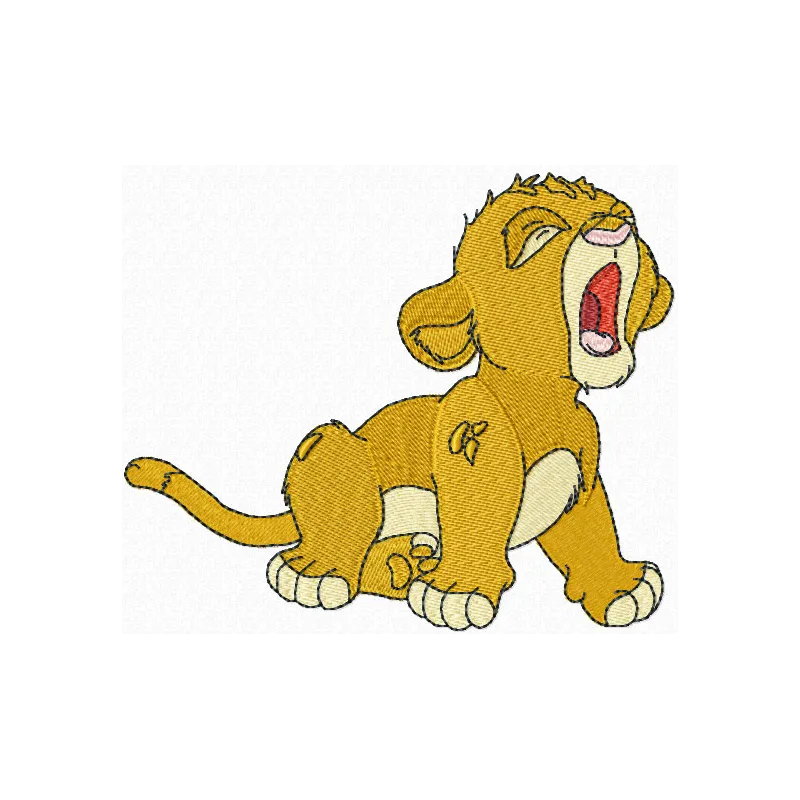 Simba can sleep embroidery design featuring a charming lion motif, perfect for baby onesies and blankets.