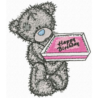 Teddy Bear Happy Birthday embroidery design - Embroidery Design
