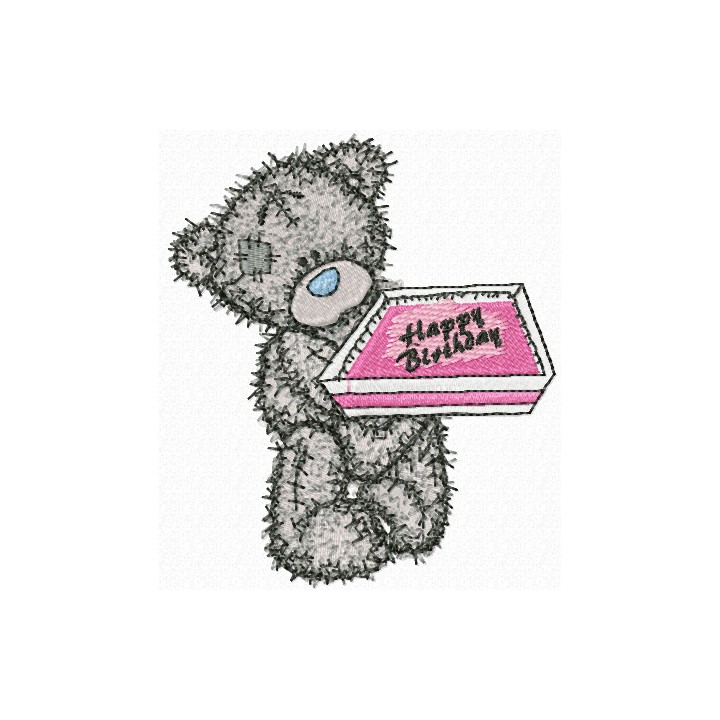 Teddy Bear Happy Birthday embroidery design - Embroidery Design