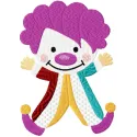 Vibrant clown embroidery design showcasing playful stitching patterns, ideal for sports-themed projects and hobbyist creatio…