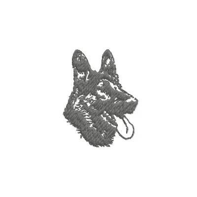 Preview of a German shepherd embroidery design featuring intricate stitching details, ideal for pet lovers.
