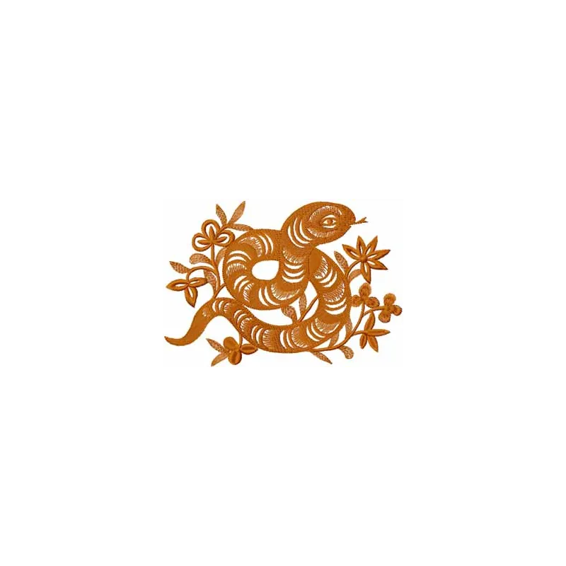 Snake embroidery design showcasing intricate stitching patterns perfect for apparel and accessories.
