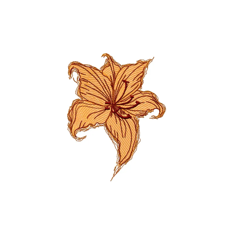 Flower Lilia embroidery design showcasing a beautiful floral motif, perfect for embellishing apparel and home decor.