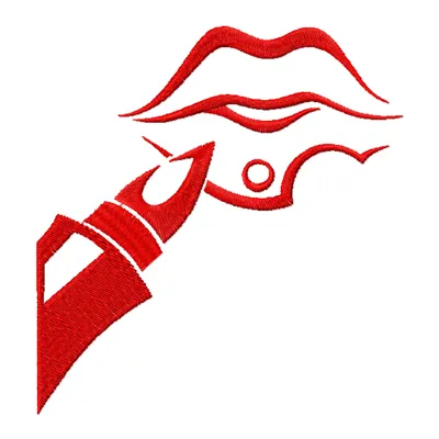 Tribal women lips make up embroidery design showcasing vibrant stitching patterns for creative projects.