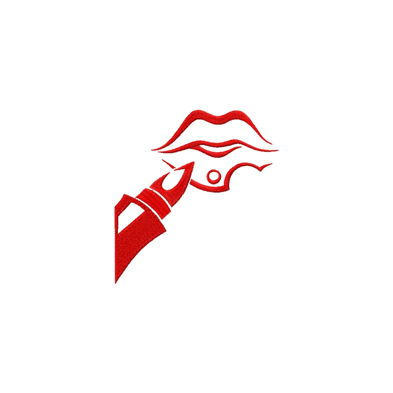 Tribal women lips make up embroidery design showcasing vibrant stitching patterns for creative projects.