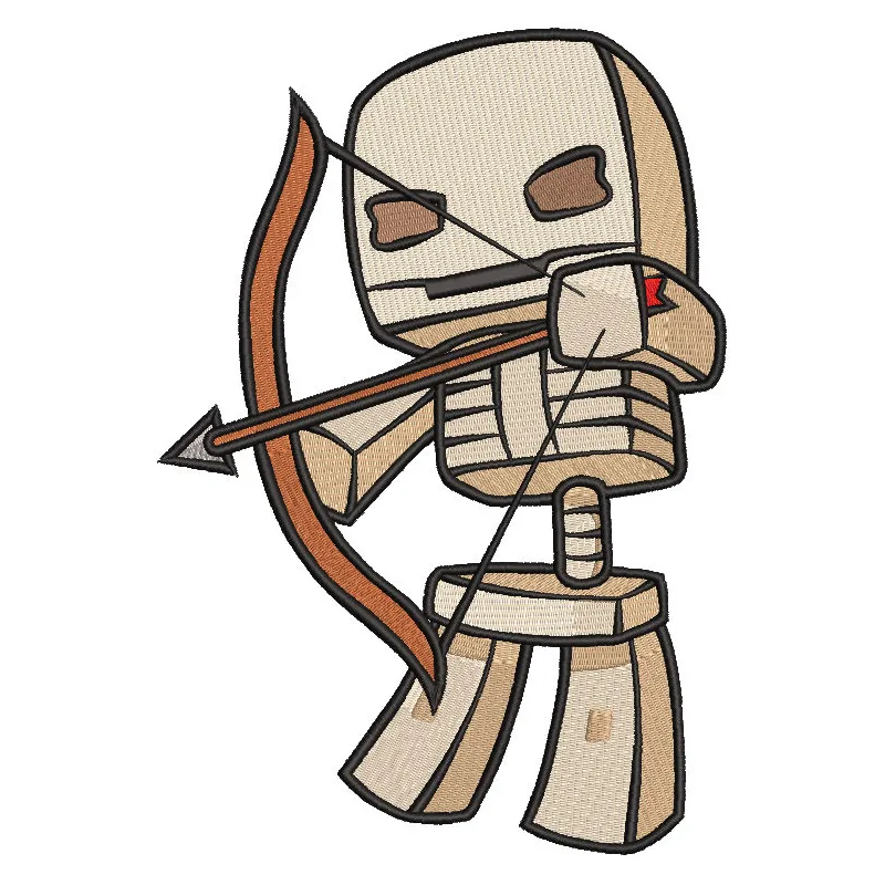 Minecraft Cute Skeleton embroidery design featuring a playful skeleton character with a smiling face.