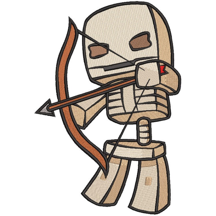 Minecraft Cute Skeleton embroidery design - Embroidery Design