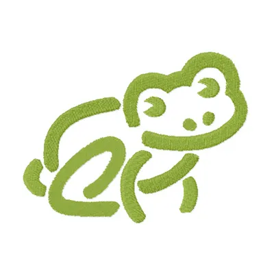 Charming frog embroidery design featuring a playful amphibian, ideal for stitching on t-shirts and tote bags.