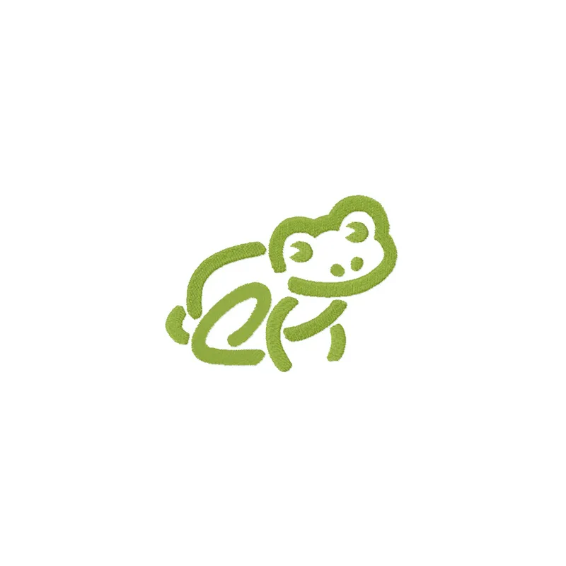 Charming frog embroidery design featuring a playful amphibian, ideal for stitching on t-shirts and tote bags.