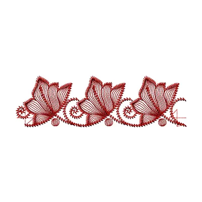 Leaf border embroidery design preview, showcasing intricate stitching patterns for FSL and decorative projects.
