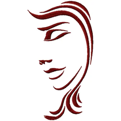 Women face embroidery design showcasing detailed stitching patterns, perfect for adding a unique touch to apparel.