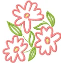 Preview of a pink flowers embroidery design showcasing intricate floral patterns suitable for various fabric projects.
