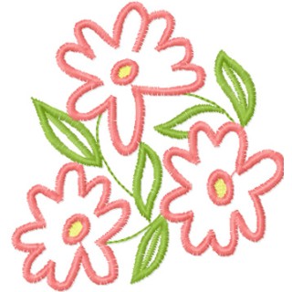 Pink flowers embroidery design - Embroidery Design