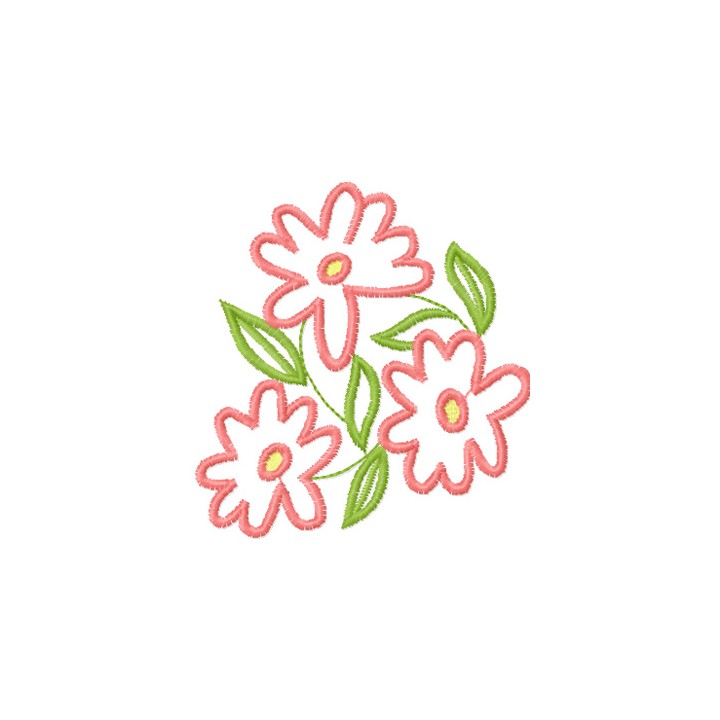 Pink flowers embroidery design - Embroidery Design