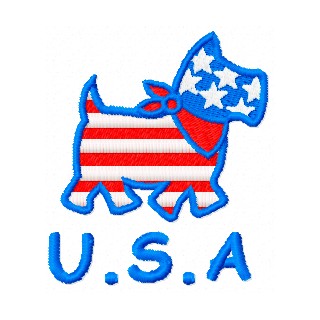 Happy Dog USA style embroidery design - Embroidery Design