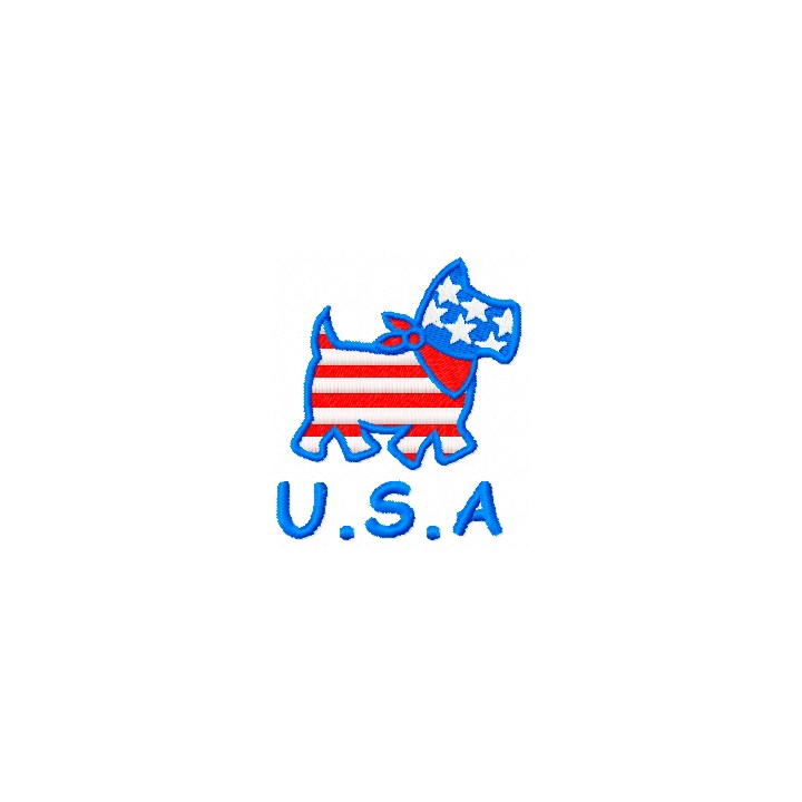 Happy Dog USA style embroidery design - Embroidery Design