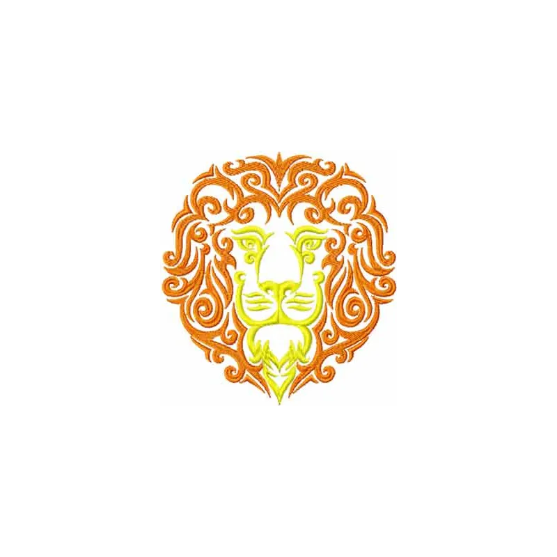 Tribal lion embroidery design showcasing intricate patterns, ideal for enhancing apparel like t-shirts and hoodies.