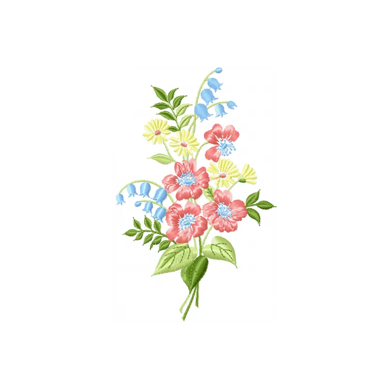Bouquet embroidery design showcasing a vibrant floral arrangement, perfect for enhancing garments and home decor.