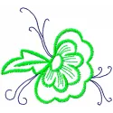 Preview of a vibrant flowers applique embroidery design, showcasing intricate stitching patterns for various fabric projects.