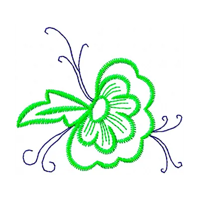 Preview of a vibrant flowers applique embroidery design, showcasing intricate stitching patterns for various fabric projects.