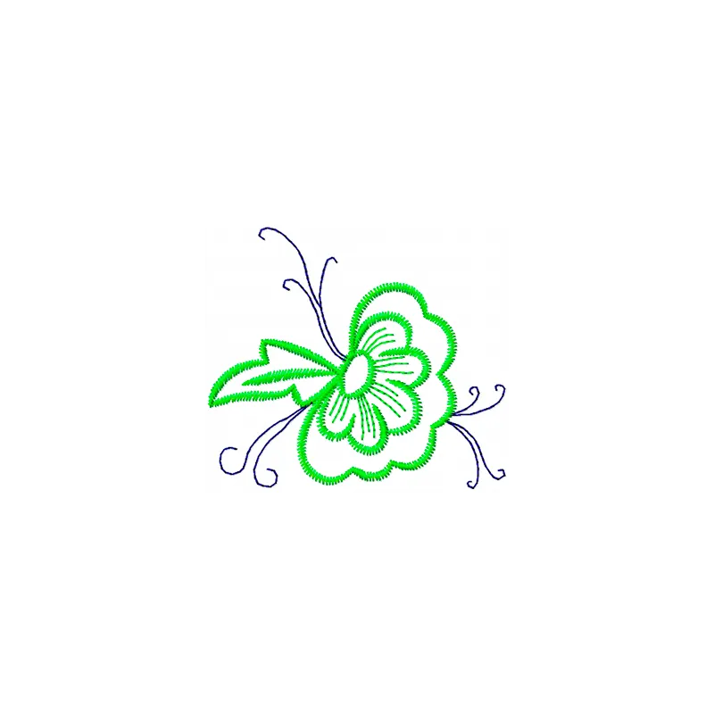 Preview of a vibrant flowers applique embroidery design, showcasing intricate stitching patterns for various fabric projects.