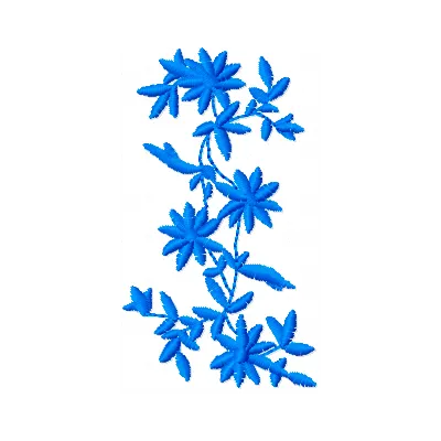 One color flowers embroidery design showcasing a beautiful floral motif, ideal for various fabric projects.