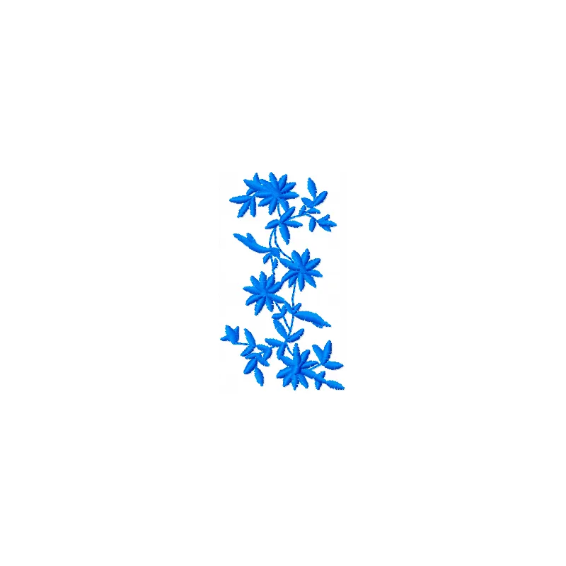 One color flowers embroidery design showcasing a beautiful floral motif, ideal for various fabric projects.