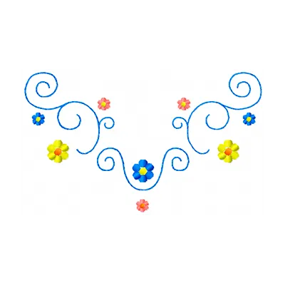 Preview of a flower ornament embroidery design showcasing intricate floral patterns for FSL and decoration projects.