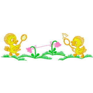 Ducklings play embroidery design - Embroidery Design