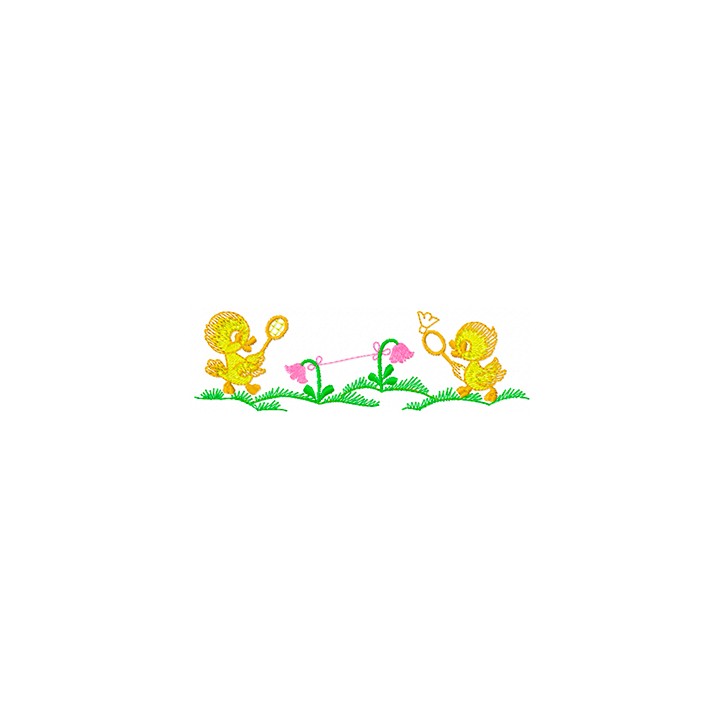 Ducklings play embroidery design - Embroidery Design
