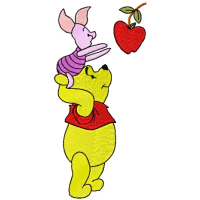 Winnie Pooh and Piglet embroidery design showcasing whimsical characters for delightful stitching projects.