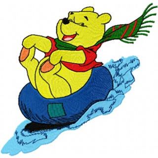 Winnie Pooh skate embroidery design - Embroidery Design