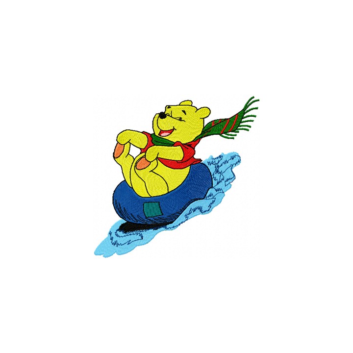 Winnie Pooh skate embroidery design - Embroidery Design