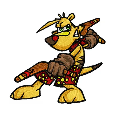 Preview of the TY the Tasmanian Tiger embroidery design showcasing vibrant colors and detailed stitching patterns.