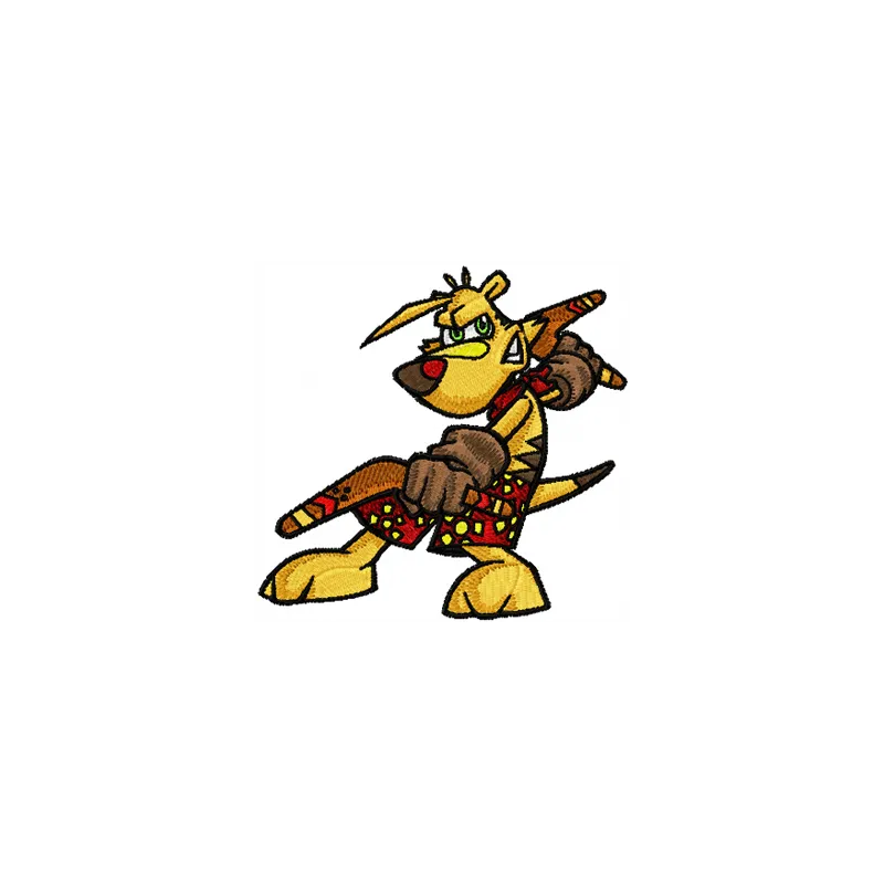 Preview of the TY the Tasmanian Tiger embroidery design showcasing vibrant colors and detailed stitching patterns.