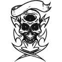 Preview of a pirate skull embroidery design, perfect for FSL and decorative projects on various fabrics.