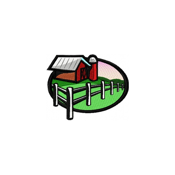 Village landscape embroidery design - Embroidery Design