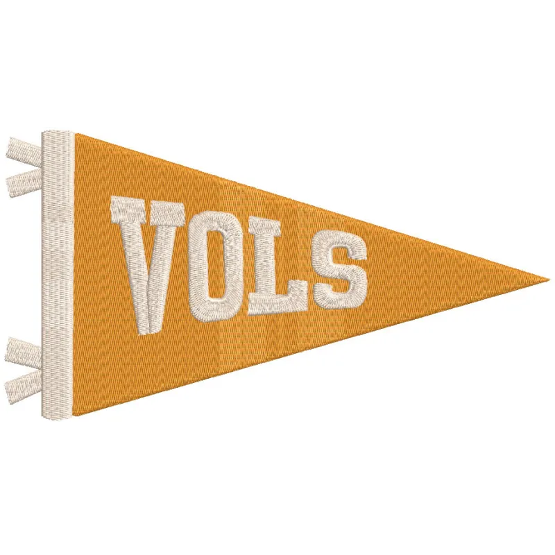 Vols Flag embroidery design featuring the Tennessee Volunteers emblem on a vibrant orange background.