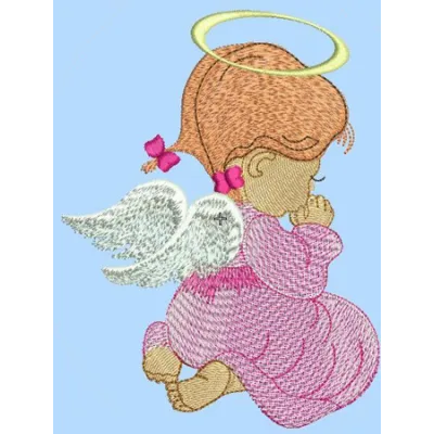 Little cute Angel embroidery design showcasing a whimsical angel motif, perfect for creative stitching projects.