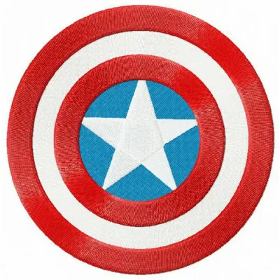 Embroidery design of Captain America's round shield, showcasing vibrant colors and intricate details for stitching.
