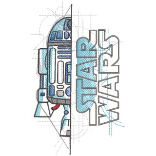 Star Wars R2-D2 sketch embroidery design - Embroidery Design