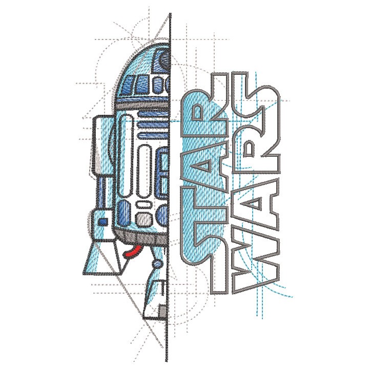 Star Wars R2-D2 sketch embroidery design - Embroidery Design